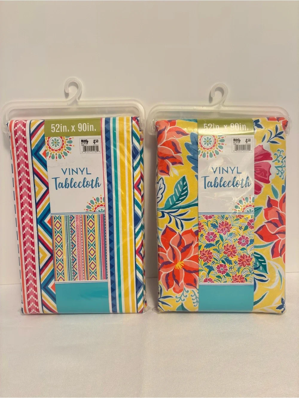 Big Lots Vinyl Tablecloths Stripes/ Flowers 52
